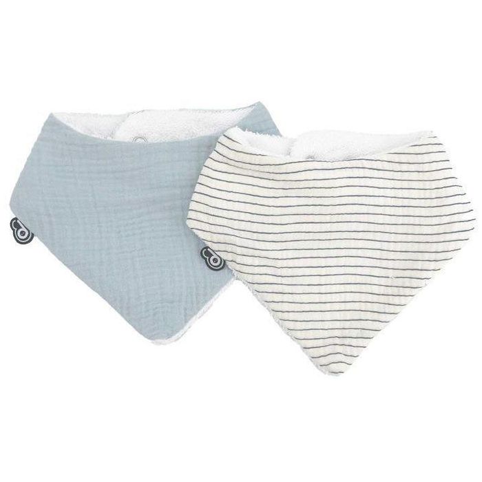 Pack de 2 baberos bandana - DOMIVA - TU - Muselina - Rayas Azules Vintage Pack de 2 baberos bandana - DOMIVA - TU - Muselina - Rayas Azules Vintage