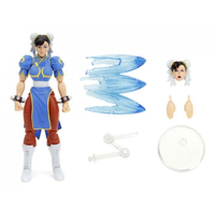 JADA TOYS Figura Chun-Li Street Fighter II 15cm con Manos y Cabeza Intercambiables, Accesorios y 20 Puntos Articulados 13
