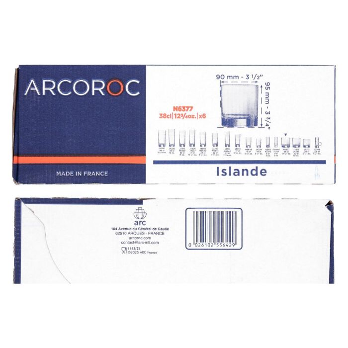 Arcoroc Caja 6 Vasos Bajos Vidrio Islande 38 cL Transparente Vidrio 5