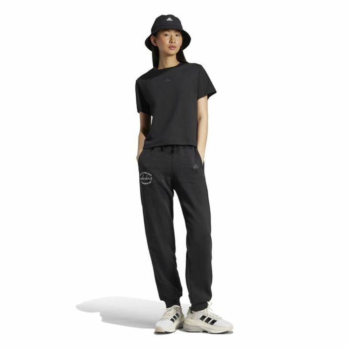 Pantalón Largo Deportivo Adidas Signature Graphic Print Fleece Loose Negro Mujer Pantalón Largo Deportivo Adidas Signature Graphic Print Fleece Loose Negro Mujer