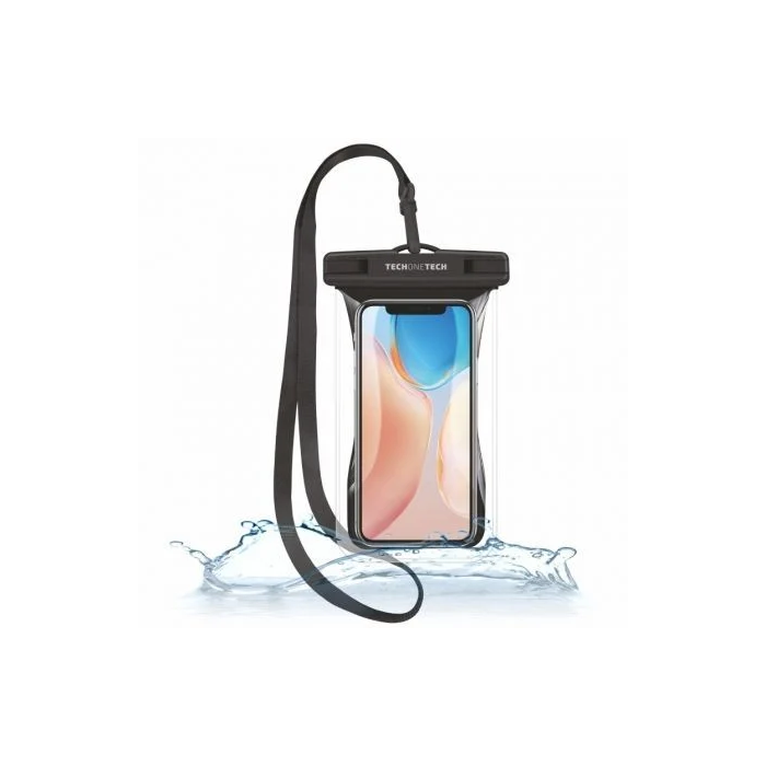 Tech One Tech Funda Impermeable Flotante TPU IPX8 para Móviles hasta 7.5", Negra