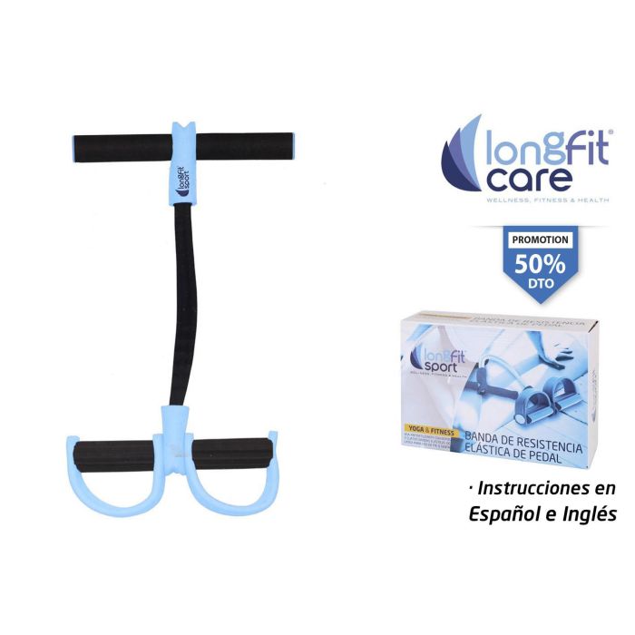 Inde Banda Resistencia con Pedal Longfi para Fitness y Ejercicio - Elástico, 26 x 48 x 25.5 cm, 1.57 kg (4 Unidades)