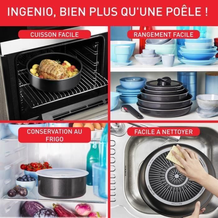 TEFAL INGENIO Sartenes Easy Plus 24/28cm + mango, No Inducción, Antiadherente, Apto para lavavajillas, Hecho en Francia L1509202 4