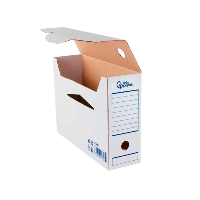 Liderpapel Caja de Archivo Definitivo Automática Folio Cartón Reciclado Blanco Lomo 100 mm Montaje Automático 360x100x255mm 5