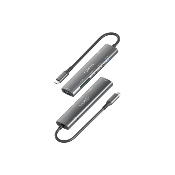 Docking USB Tipo-C Aisens ASUC-7P025-GR/ 1xHDMI/ 3xUSB/ 1xUSB Tipo-C PD/ 1xLector Tarjetas/ Gris 2