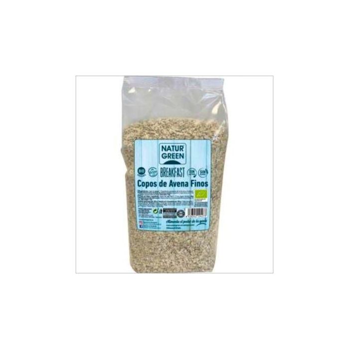 NATURGREEN Copos de Avena Finos 1Kg Ecológicos Sin Gluten, Sin Lactosa, Bajo en Sal