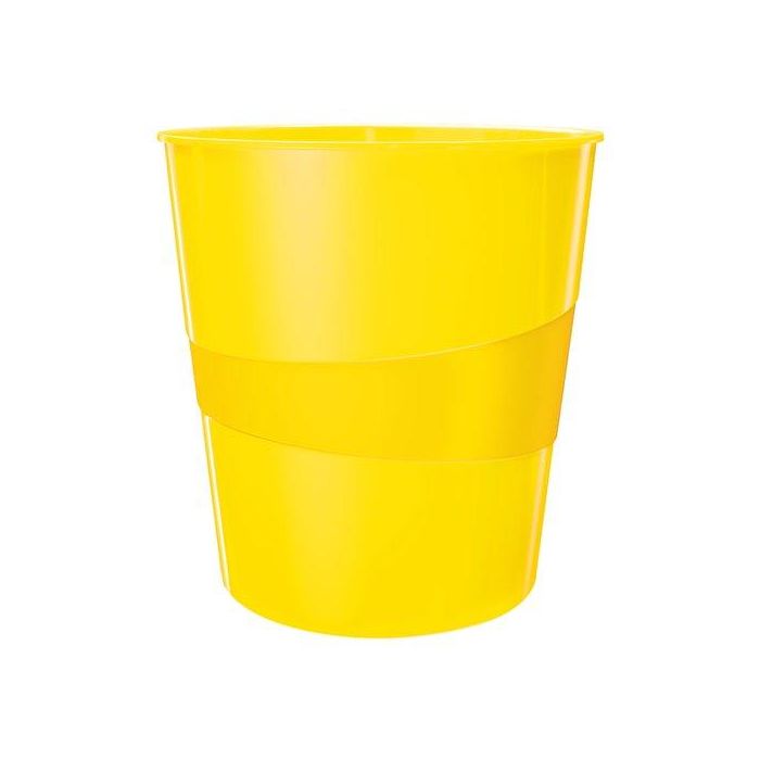 Papelera Plastico Cerrada Leitz Wow 15L Amarillo