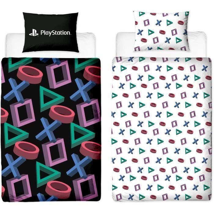 Juego de cama reversible - PLAYSTATION - Microfibra - 1 funda nórdica 140 x 200 cm + 1 funda de almohada 63 x 63 cm 0 Juego de cama reversible - PLAYSTATION - Microfibra - 1 funda nórdica 140 x 200 cm + 1 funda de almohada 63 x 63 cm 0