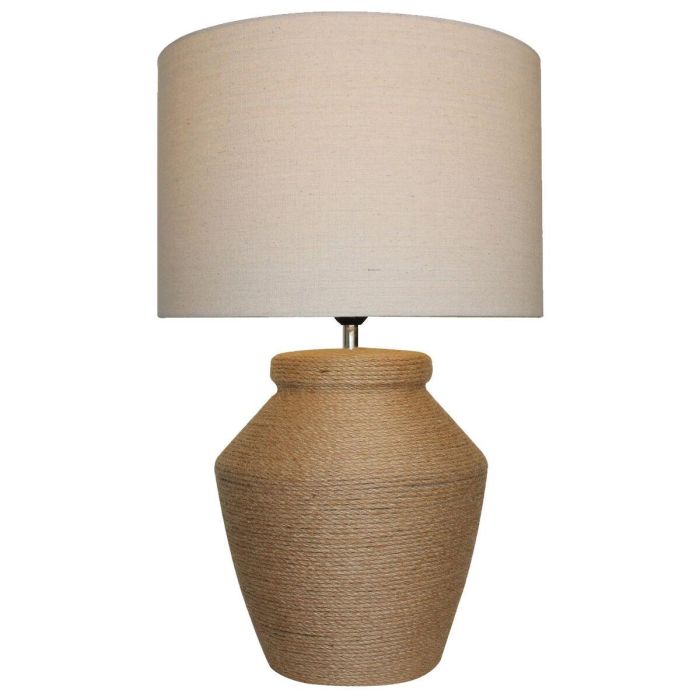 DKD Home Decor Lámpara de Sobremesa Cottage Mediterráneo Cuerda Gres Lino Marrón Beige 59x38x38 cm E27 DKD Home Decor Lámpara de Sobremesa Cottage Mediterráneo Cuerda Gres Lino Marrón Beige 59x38x38 cm E27