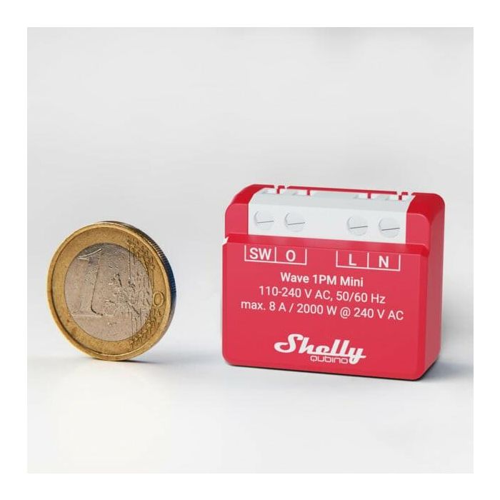 Shelly Z-Wave Wave 1PM Mini Interruptor Inteligente Inalambrico Rojo 1 Canal 2000W 8A 110-240V 1