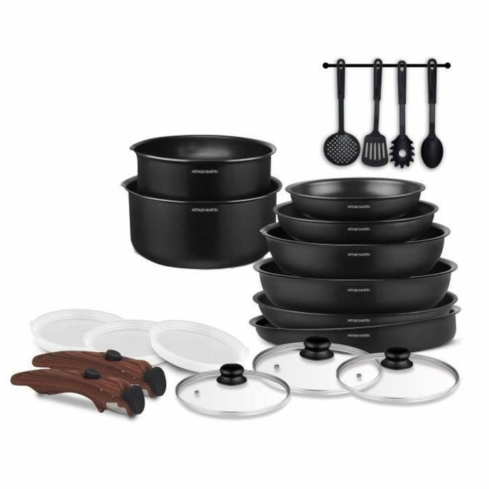 Arthur Martin AM0530 Batería de Cocina 20 Piezas Antiadherente Aluminio Inducción y Todas Fuentes Calor Mango Extraíble 3 Arthur Martin AM0530 Batería de Cocina 20 Piezas Antiadherente Aluminio Inducción y Todas Fuentes Calor Mango Extraíble 3