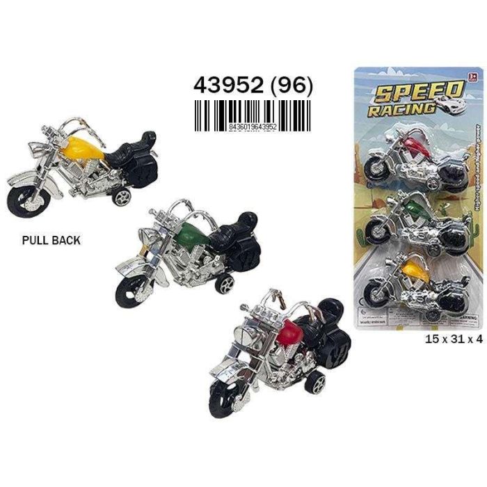 Moto fricción carreteras chopper pull back, incluye 3 ud Moto fricción carreteras chopper pull back, incluye 3 ud