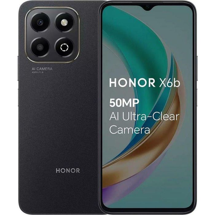 Honor X6B 5109BGGC Smartphone 4GB/128GB, 8GB RAM Turbo, Pantalla 6.56" HD+, Batería 5200mAh, Cámara 50MP, Negro Medianoche