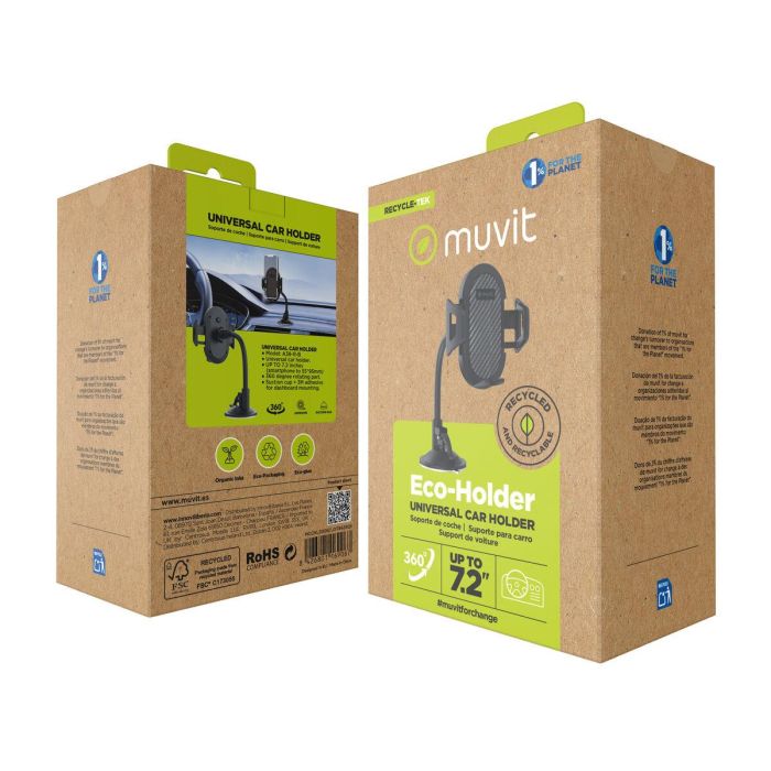muvit for change soporte coche universal ventosa hasta 7"negro 4