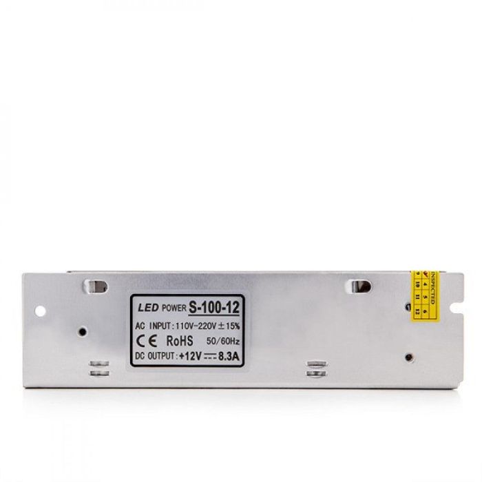 Transformador Fuente de Alimentación LED 230VAC a 12VDC 100W 8.5A IP20 Regulado Electrónicamente para Conexiones de Mayor Consumo 2