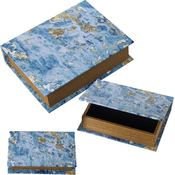 Juego de Cajas Decorativas Alexandra House Living Azul Madera 3 Piezas