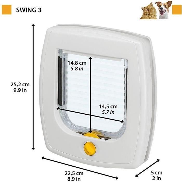 Puerta para gatos - FERPLAST - Columpio 3 - 21,5 x 5 x 24 cm - Gris 4 Puerta para gatos - FERPLAST - Columpio 3 - 21,5 x 5 x 24 cm - Gris 4