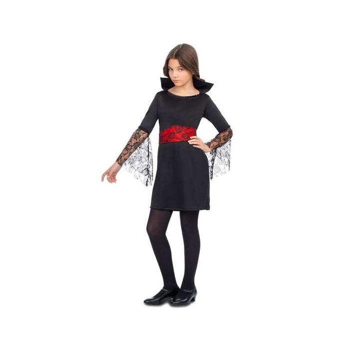 Disfraz vampiresa encaje 5-6 años (vestido y fajín)