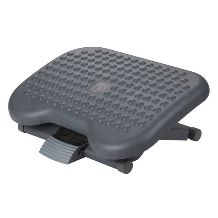 Q-connect Reposapiés Plástico Ajustable Premium, 3 Niveles de Altura, Superficie Masaje, Ángulo 0-30°, 440x110x330 mm 1