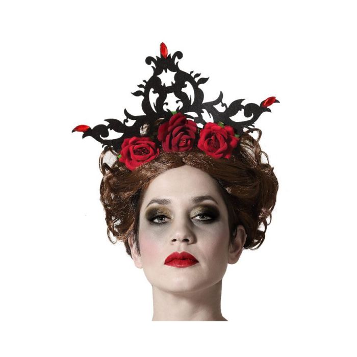 Diadema Corona Negra con Rosas Rojas para Halloween, Día de los Muertos, Teatro y Fotografía 0 Diadema Corona Negra con Rosas Rojas para Halloween, Día de los Muertos, Teatro y Fotografía 0