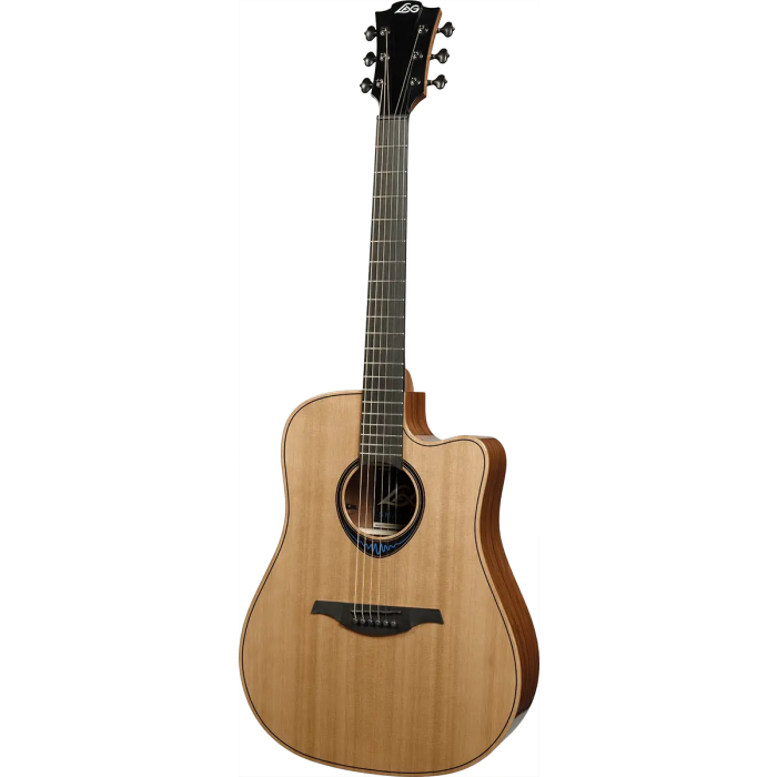LAG Guitarra Acústica Electroacústica Dreadnought Cutaway Blue Wave 2, Tapa Cedro Rojo Macizo, Fondo y Aros Palisandro Santos, Acabado Brillante 1