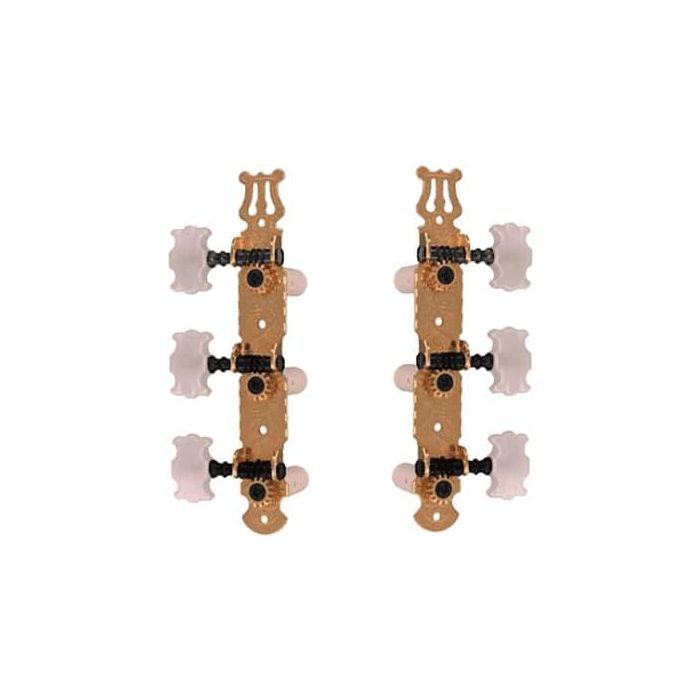 YELLOWPTS Clavijeros para Guitarra Clásica, Forma Mariposa, Puente Metálico Dorado, Clavijas de Afinación