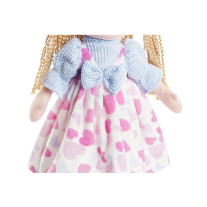 DKD Home Decor Muñeca Niña Rosa Azul 13 x 40 x 20 cm 2