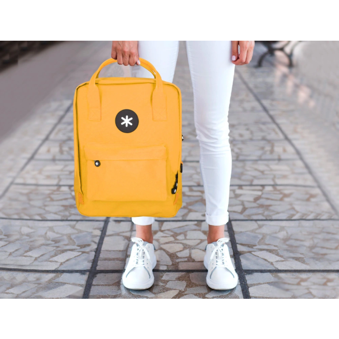 Antartik Mochila 2 asas y bolsillos exteriores mostaza 300x115x390 mm 13