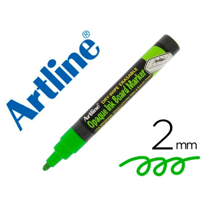 Rotulador Artline Pizarra Epd-4 Color Verde Fluorescente Opaque Ink Board Punta Redonda 2 mm 12 unidades