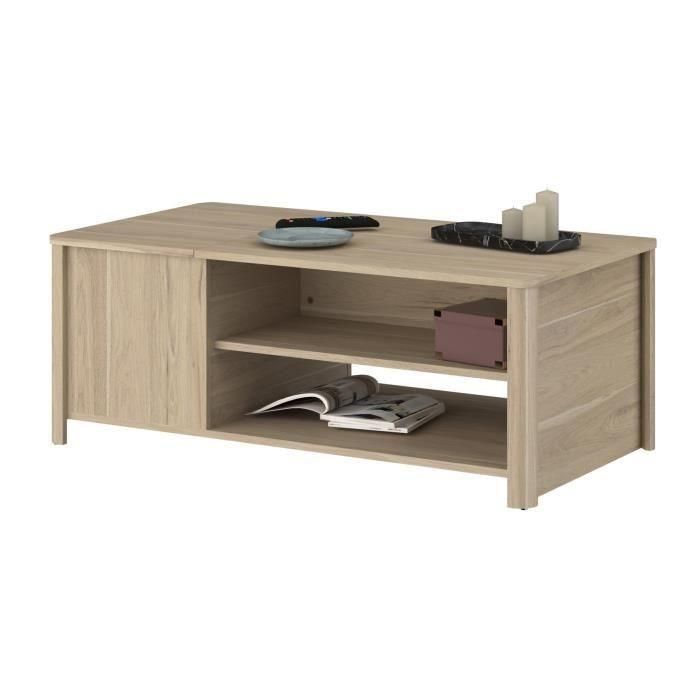 Mesa de centro rectangular BETTY - De tablero de partículas recubierto de papel - Decoración en roble - Clásico - L110 x H42 x D60 cm 5 Mesa de centro rectangular BETTY - De tablero de partículas recubierto de papel - Decoración en roble - Clásico - L110 x H42 x D60 cm 5