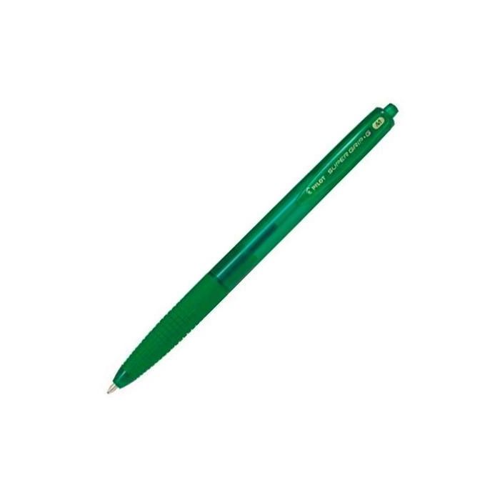 Pilot Bolígrafo Supergrip G Retráctil 1.0 mm, Tinta Aceite, Punta Bola, Verde (12 Unidades) (12 Unidades)