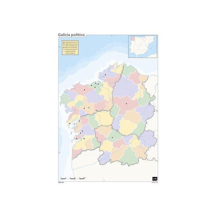 Mapa Mudo Erik Color Politico Galicia (Set de 50)