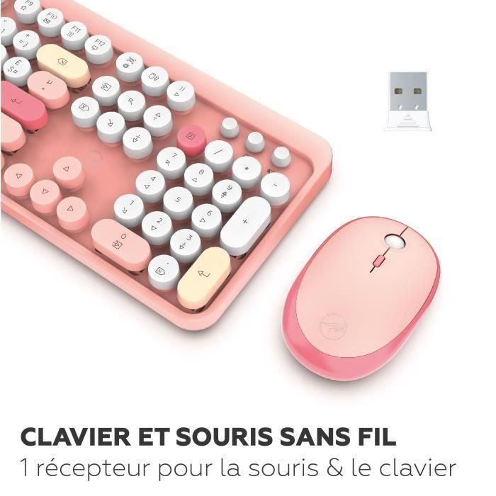 Combo teclado + mouse inalámbrico - MOBILITY LAB - Pure Color - Rosa - Diseño ergonómico - Escritura discreta 2 Combo teclado + mouse inalámbrico - MOBILITY LAB - Pure Color - Rosa - Diseño ergonómico - Escritura discreta 2