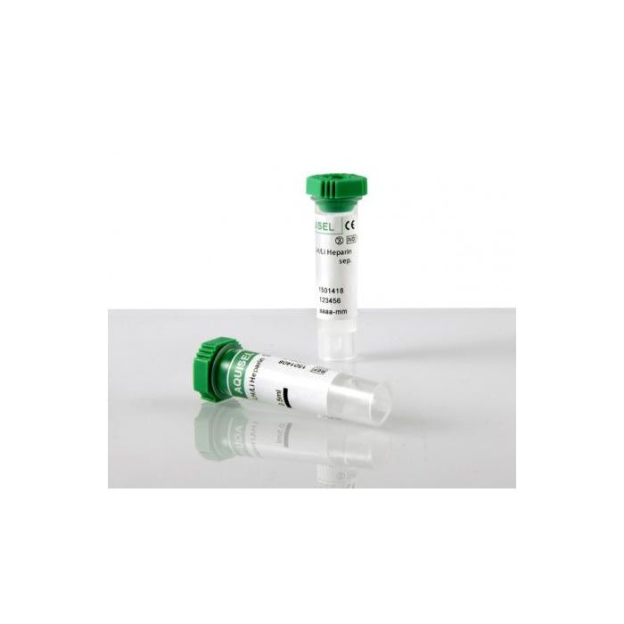 Aquisel Tubos Heparina Li Verde 1 mL para Muestras de Sangre de Laboratorio - 100 Unidades