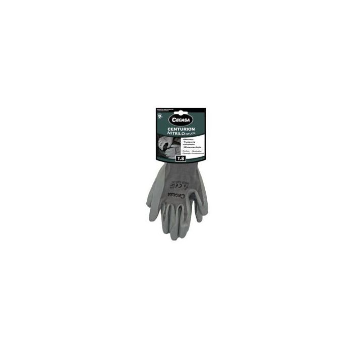 Guantes de Trabajo Centurion Nitrilo/Nylon Gris T8-Mediana M Cegasa 327099