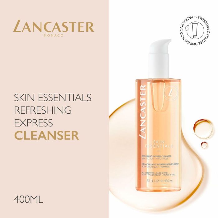 Lancaster SKIN ESSENTIALS Limpiador Exprés Refrescante 400 ml para Rostro y Ojos, Fórmula Vegana y Acuosa para Todo Tipo de Pieles 7