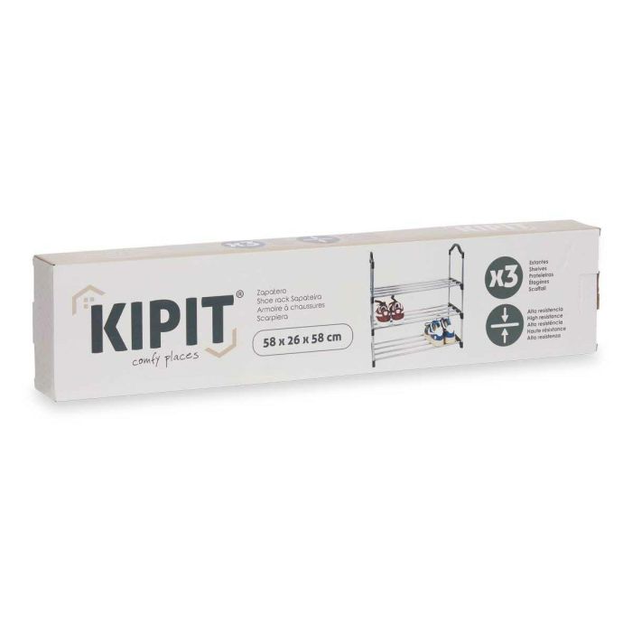 Zapatero Kipit 1064 Plateado 58 x 26 x 58 cm 3 Estantes 3