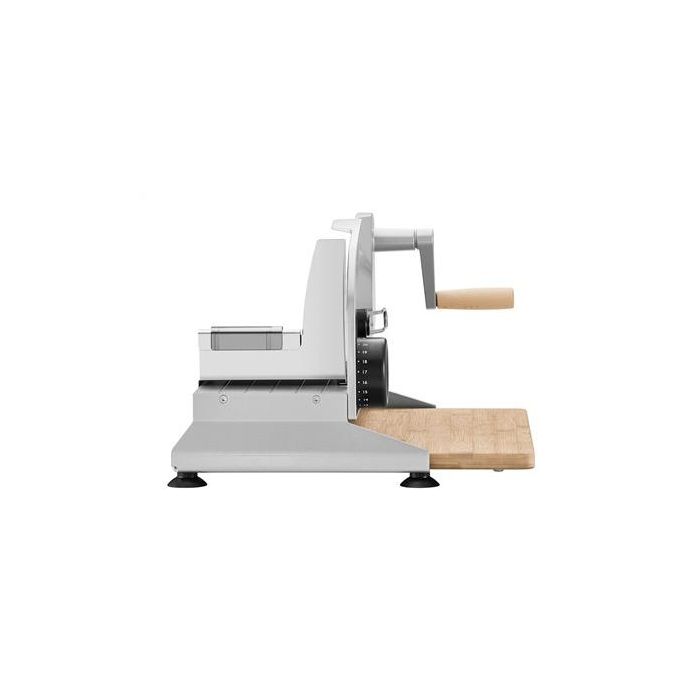 Ritter PIATTO-5 Cortafiambres Manual con Hoja Dentada de 17 cm y Tabla de Bambú FSC, Acabado Plateado Metálico 2