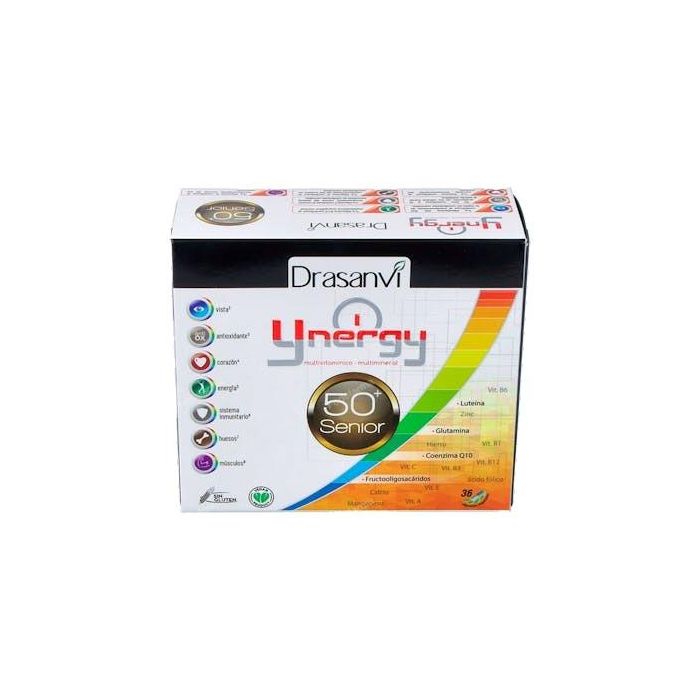 Drasanvi Ynergy Senior 36 Cápsulas - Vitaminas y Minerales + Luteína y CoQ10 para Mayores de 50 Años - Apto Veganos