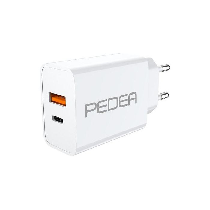 PEDEA 60040100 Cargador USB-C 20W PD Carga Rápida con 2 Puertos (USB-C y USB-A) 100-240V - Blanco PEDEA 60040100 Cargador USB-C 20W PD Carga Rápida con 2 Puertos (USB-C y USB-A) 100-240V - Blanco