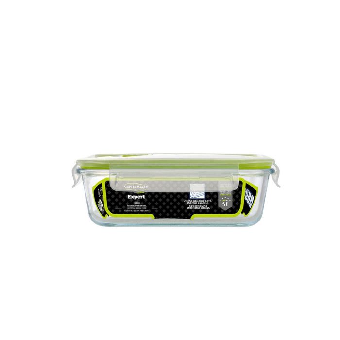 San Ignacio Fiambrera hermética rectangular borosilicato Expert 1040 ml, apta para temperaturas extremas y lavavajillas, modelo SG-4702