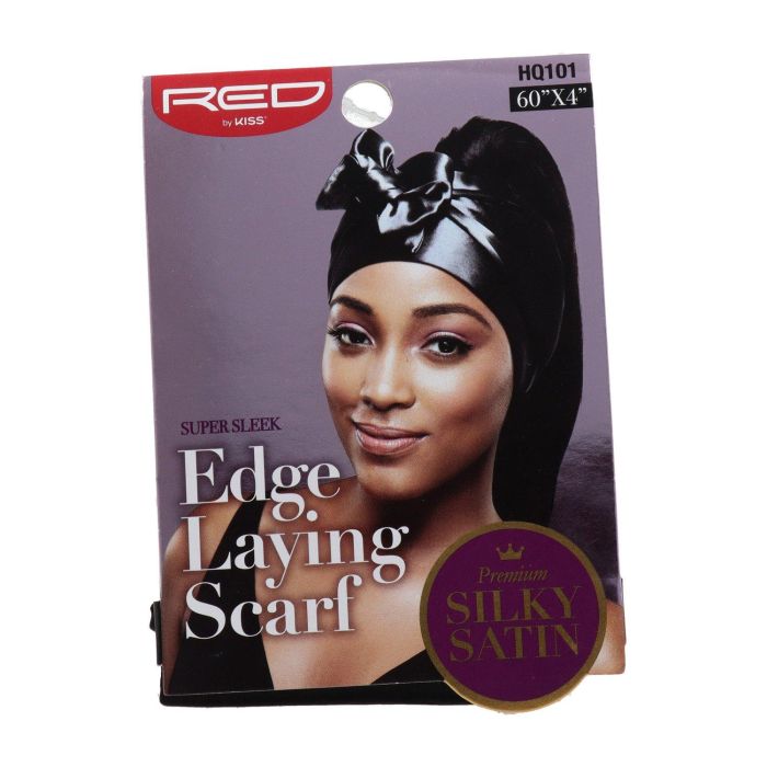 Red Kiss Bufanda de Satén Sedoso para el Cabello, Negra