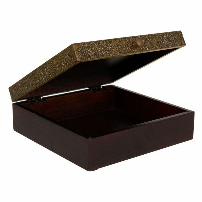 Caja-Joyero Alexandra House Living Marrón oscuro Latón Madera de mango Madera MDF 20 x 7 x 20 cm 3