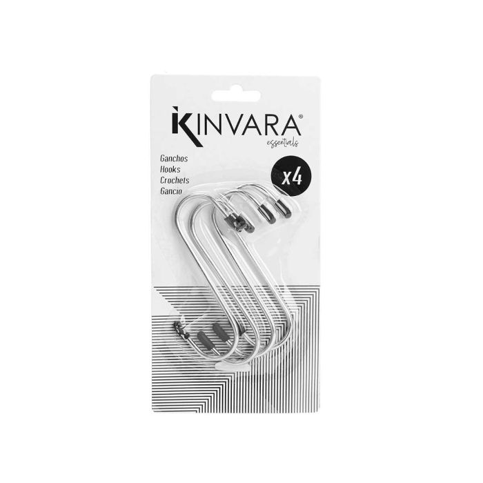 Set 4 Ganchos Metálicos Kinvara 10.3x21x2 cm, Plata (24 Unidades) 2 Set 4 Ganchos Metálicos Kinvara 10.3x21x2 cm, Plata (24 Unidades) 2