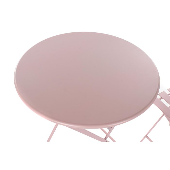 DKD Home Decor Mesa Terraza y Jardin Rosa 60 x 75 x 60 cm Set de 3 Plegable 1