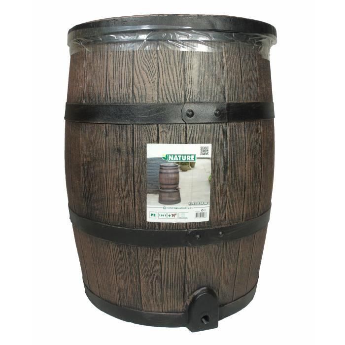 Colector de agua en forma de barril - NATURE - En PE rotomoldeado - 120 litros - Incluye accesorios Colector de agua en forma de barril - NATURE - En PE rotomoldeado - 120 litros - Incluye accesorios