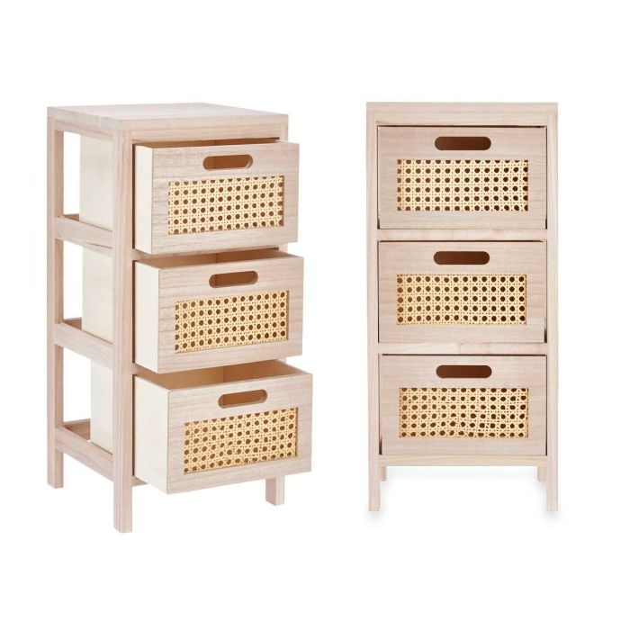 Cajonera GiftDecor Rattan Natural 27 x 58 x 25 cm 3 cajones 2