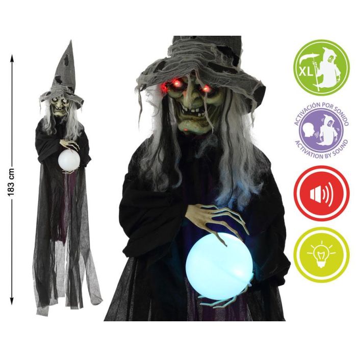 Decoración Colgante Halloween Bruja 180 cm Con Luz Y Sonido