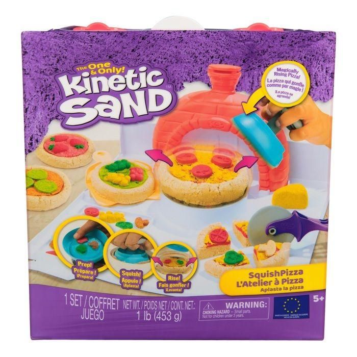 Spin Master Kinetic Sand Squish Pizza 6072551 Juego de Crear Pizzas Moldeables con Arena Cinética para +5 Años
