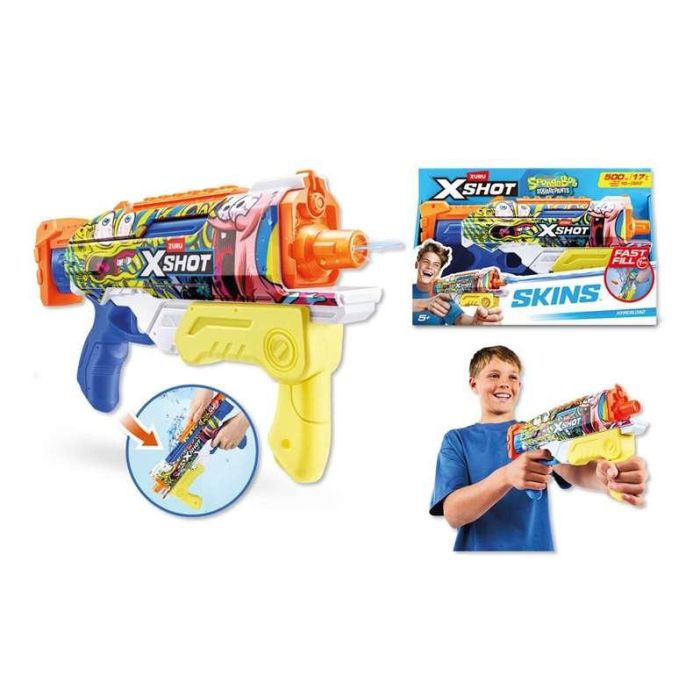 Zuru Pistola de Agua X-Shot Bob Esponja Carga Rápida 18,7x34x6cm